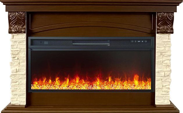 Каминокомплект Dublin V42 SFT (Разборный) - Темный дуб - Сланец с очагом Vision 42 LED,36240k29150