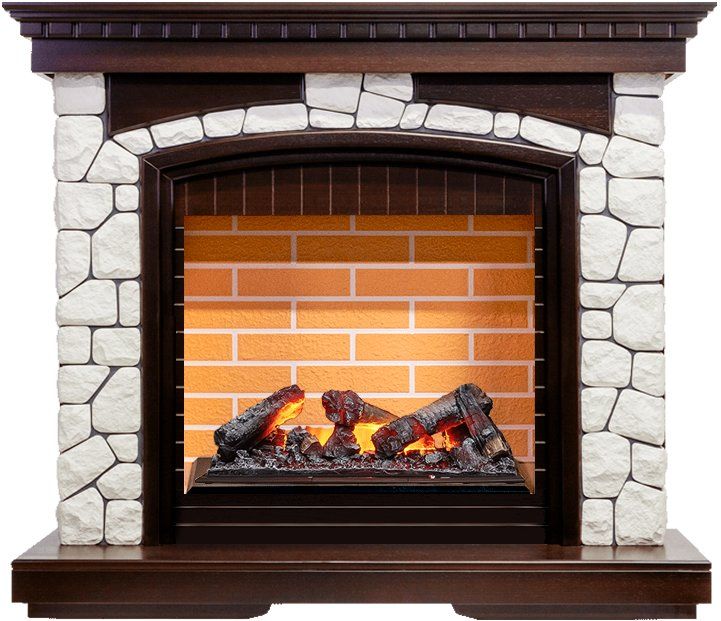 Каминокомплект Glasgow - Темный дуб-Белый (Высота 1080 мм) с очагом Cassette 600 NH,29539k25718