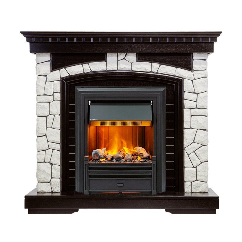 Каминокомплект Glasgow - Венге - Белый с очагом Brookline Black,25926k25721