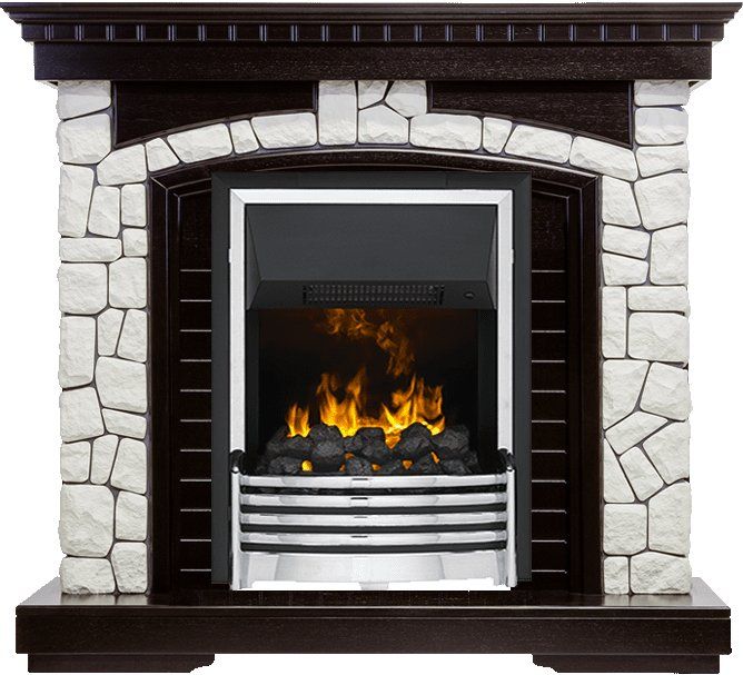 Каминокомплект Glasgow - Венге - Белый с очагом Flagstaff,25926k25839