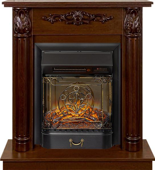 Каминокомплект Laura (Разборный) - Темный орех с очагом Majestic FX M Black RC,37013k26921