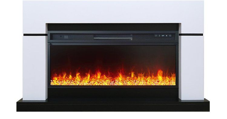 Каминокомплект Lindos V42 SFT (Разборный) - Белый с черным (Ширина 1470мм) с очагом Vision 42 LED,36198k29150