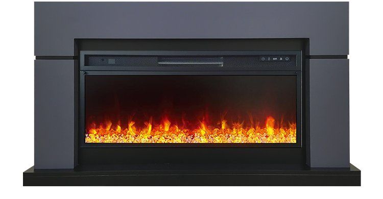 Каминокомплект Lindos V42 SFT (Разборный) - Серый графит (Ширина 1470мм) с очагом Vision 42 LED,36189k29150