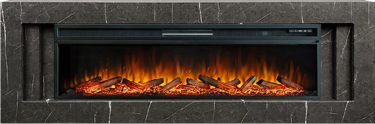 Каминокомплект Line 60 SFT Stone Touch - Серый мрамор с очагом Vision 60 LOG LED,34185k37163