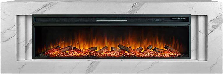 Каминокомплект Line 60 SFT White Marble - Белый мрамор с очагом Vision 60 LOG LED,34335k37163