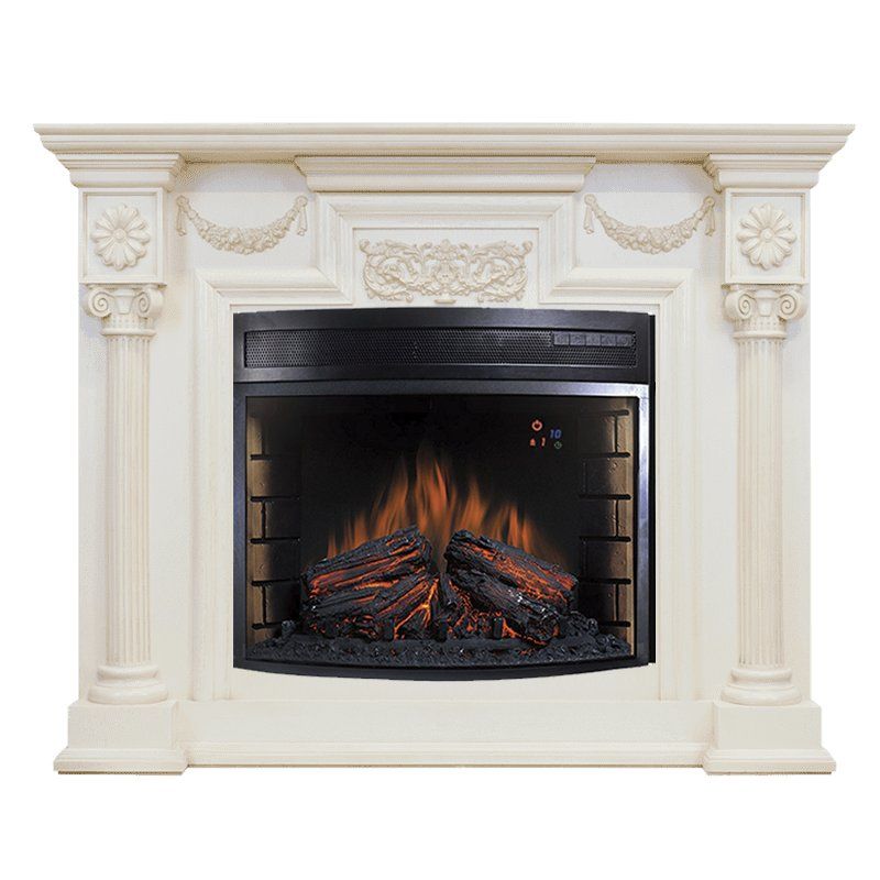 Каминокомплект London - Слоновая кость с патиной с очагом Dioramic 28 LED FX,27194k26927