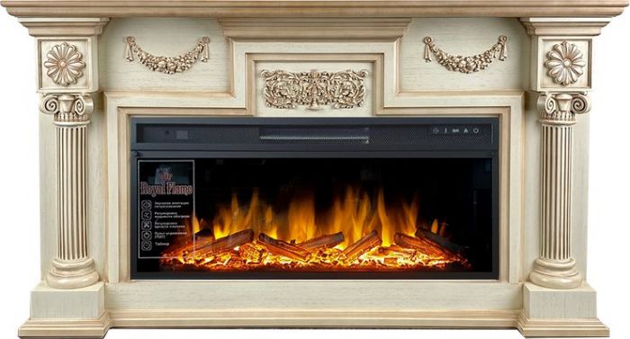 Каминокомплект London - Слоновая кость с патиной (Ширина 1490 мм) с очагом Vision 42 LOG LED,29415k29151