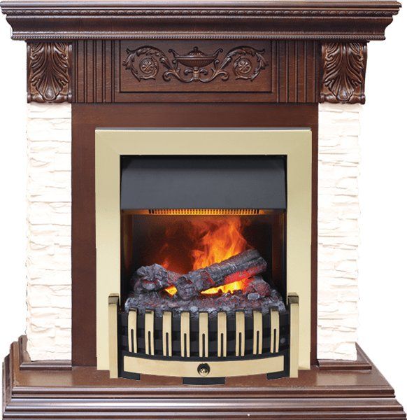 Каминокомплект Luxemburg (каменный) - Сланец-Темный дуб с очагом Danville Brass FB2,26278k25739