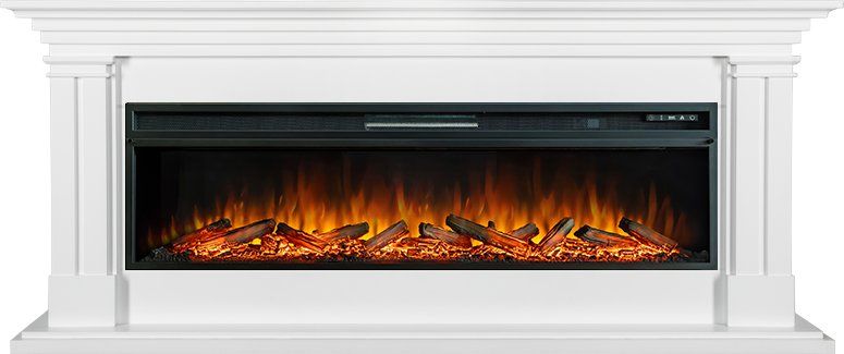 Каминокомплект Lyon 60 SFT (Разборный) - Белый с очагом Vision 60 LOG LED,36097k26941