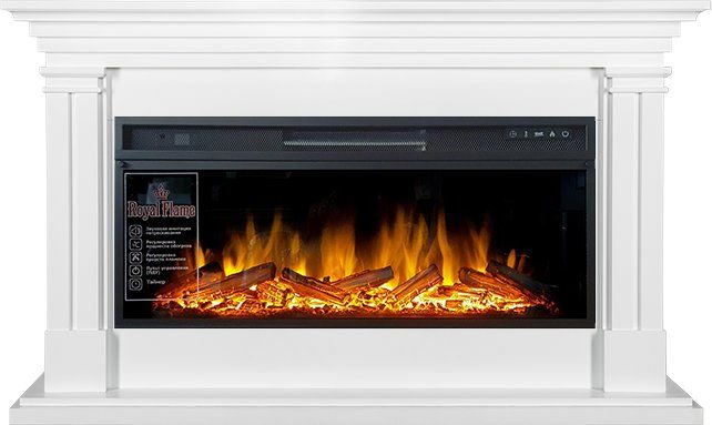 Каминокомплект Lyon - Белый ( Ширина 1440 мм) с очагом Vision 42 LOG LED,29407k29151