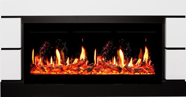 Каминокомплект Modern 42 - Белый с черным (Ширина 1395 мм) с очагом 5D V-ART 40,35392k33733