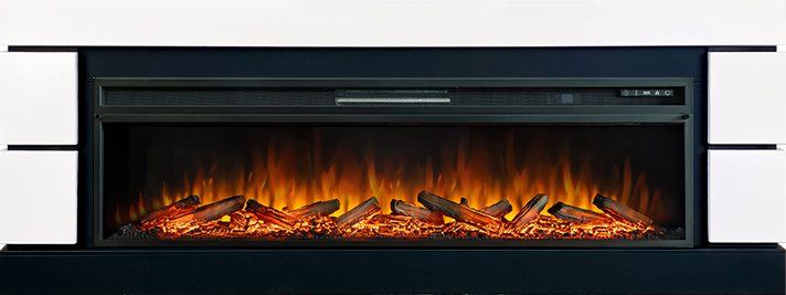 Каминокомплект Modern 60 (Разборный) - Белый с черным с очагом Vision 60 LOG LED,36948k26941