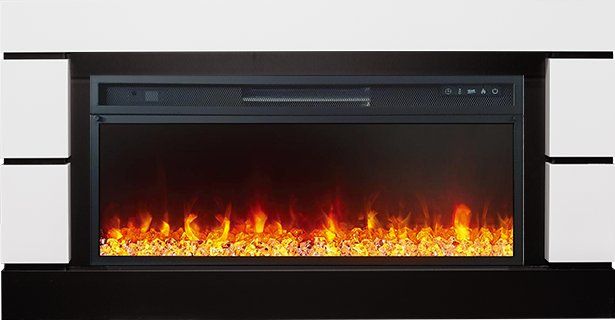 Каминокомплект Modern - Белый с черным (Глубина 300 мм) с очагом Vision 42 LED,29332k29150