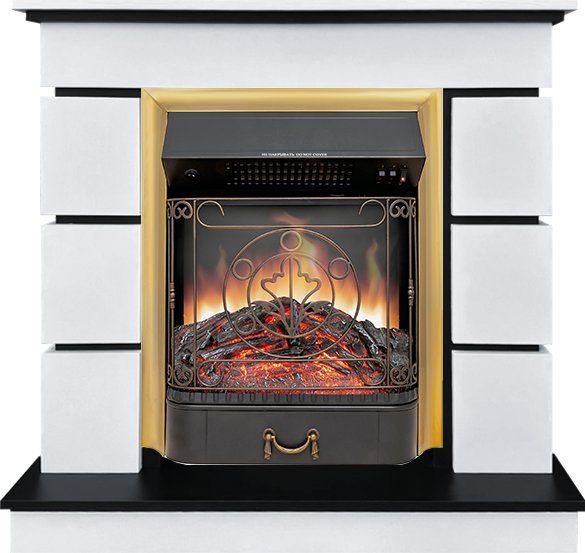 Каминокомплект Modern (Разборный) - Белый с черным с очагом Majestic FX Brass,36287k26924