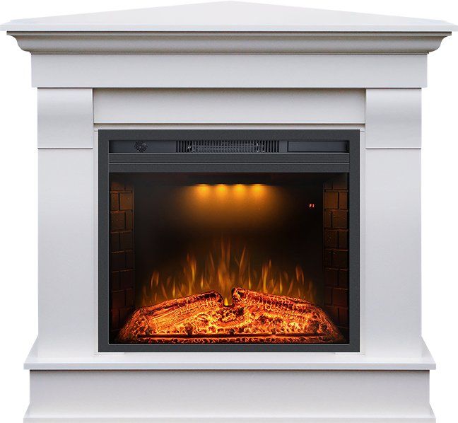 Каминокомплект Monaco (Разборный, угловой) - Бьянко белый с очагом Emerald 23,36849k33735