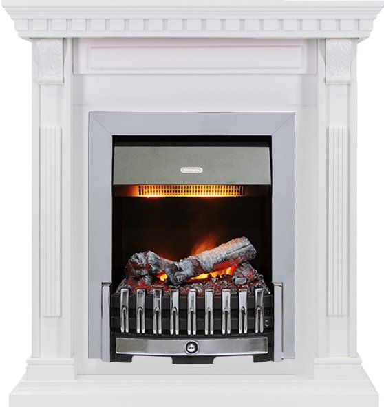 Каминокомплект Orlean - Белый дуб с очагом Danville Chrome FB2,25995k25723