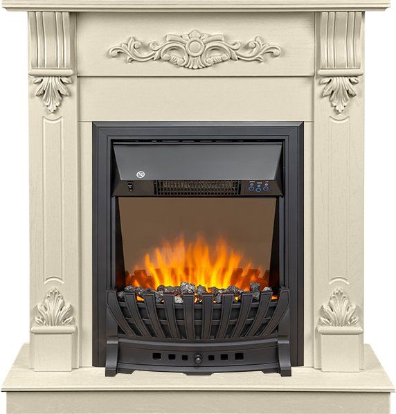 Каминокомплект Palermo SFT (Разборный) - Слоновая кость с очагом Aspen Black,35796k26915