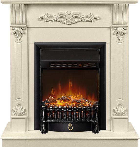 Каминокомплект Palermo SFT (Разборный) - Слоновая кость с очагом Fobos FX M Black RC,35796k26917