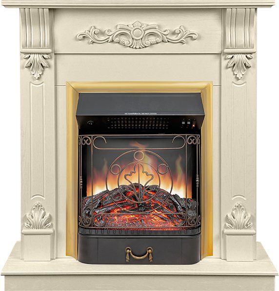 Каминокомплект Palermo SFT (Разборный) - Слоновая кость с очагом Majestic FX Brass,35796k26924