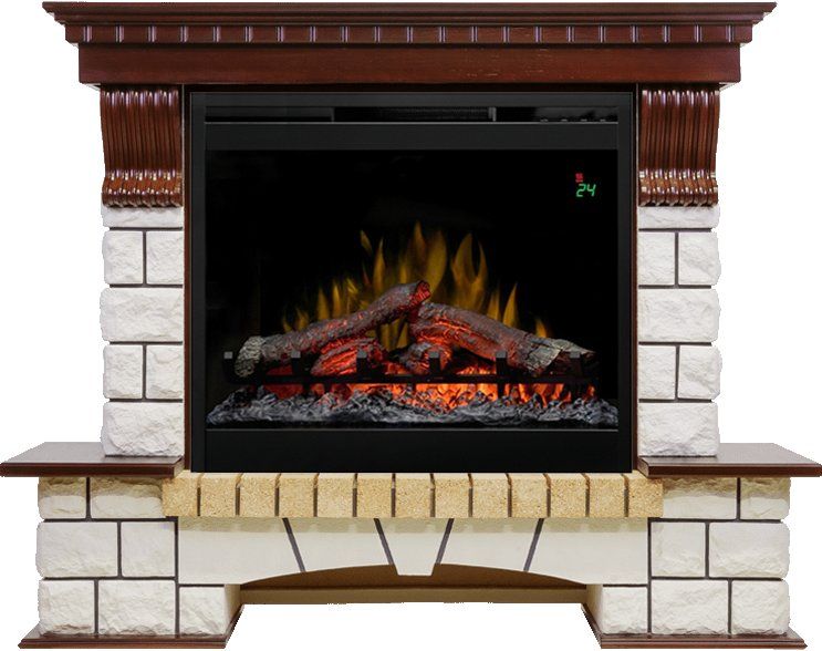 Каминокомплект Pierre Luxe - Темный дуб - Белый (Высота 1004мм) с очагом Symphony 26'' DF2624-L,25867k25829