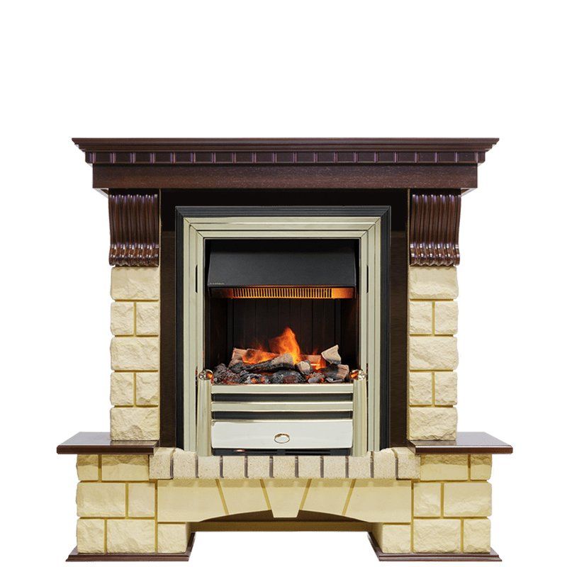 Каминокомплект Pierre Luxe - Темный дуб - Шампань (Высота 1050мм) с очагом Cavendish,25936k25722