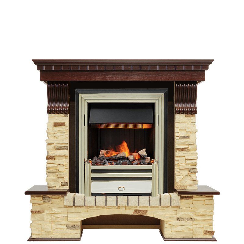 Каминокомплект Pierre Luxe - Темный дуб - Сланец (Высота 1050мм) с очагом Cavendish,25938k25722