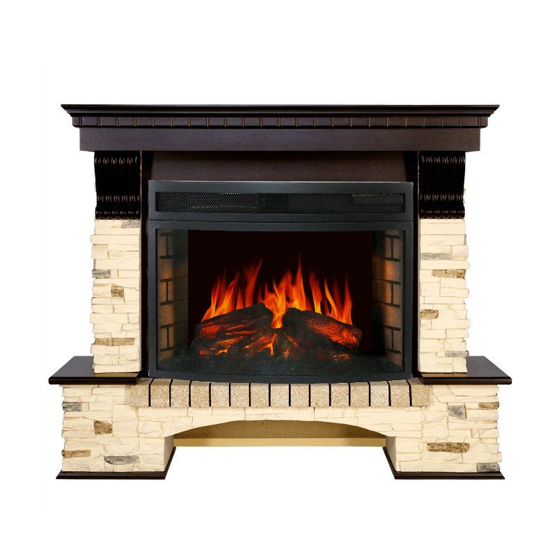 Каминокомплект Pierre Luxe угловой - Сланец - Темный дуб с очагом Dioramic 25 LED FX,27227k26925