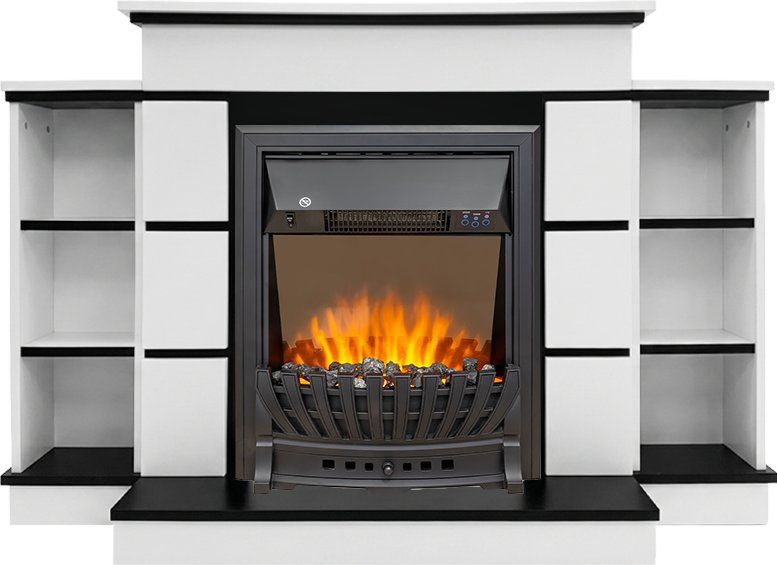 Каминокомплект Портал-тумба Modern (Разборный) - Белый с черным с очагом Aspen Black,39093k26915