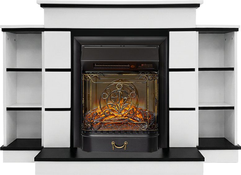 Каминокомплект Портал-тумба Modern (Разборный) - Белый с черным с очагом Majestic FX M Black RC,39093k26921
