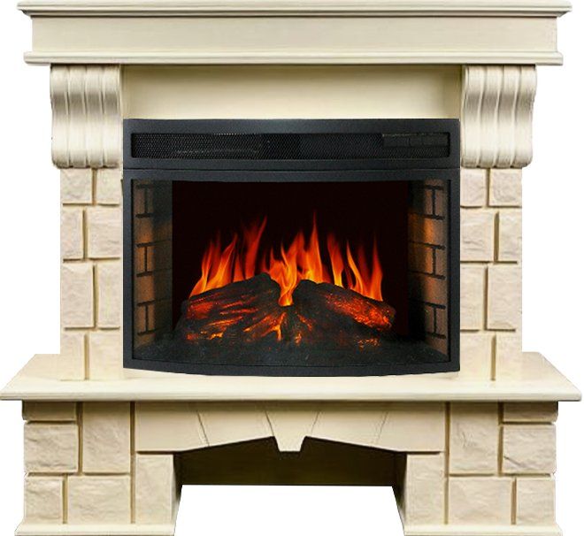 Каминокомплект Porto (Разборный) - Слоновая кость с очагом Dioramic 25 LED FX,36122k26925
