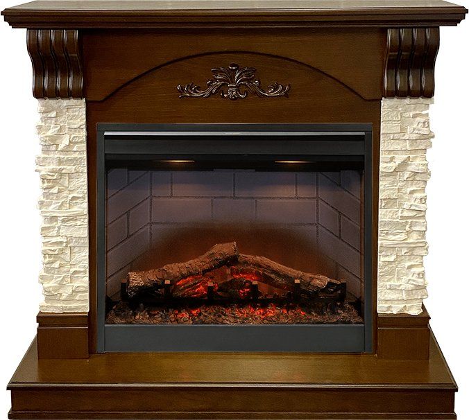 Каминокомплект Prague - Темный дуб-Сланец бежевый с очагом Symphony 26'' DF2608-INT,27948k25720