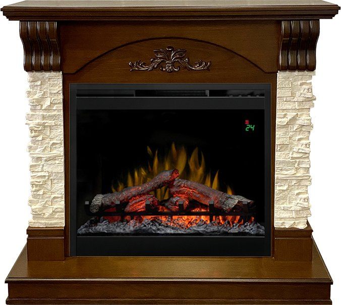 Каминокомплект Prague - Темный дуб-Сланец бежевый с очагом Symphony 26'' DF2624-L,27948k25829