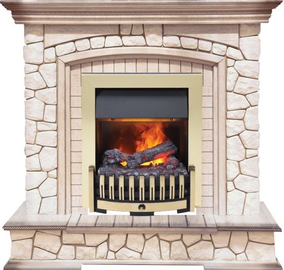 Каминокомплект Preston - Белый-Слоновая кость с патиной с очагом Danville Brass FB2,26009k25739