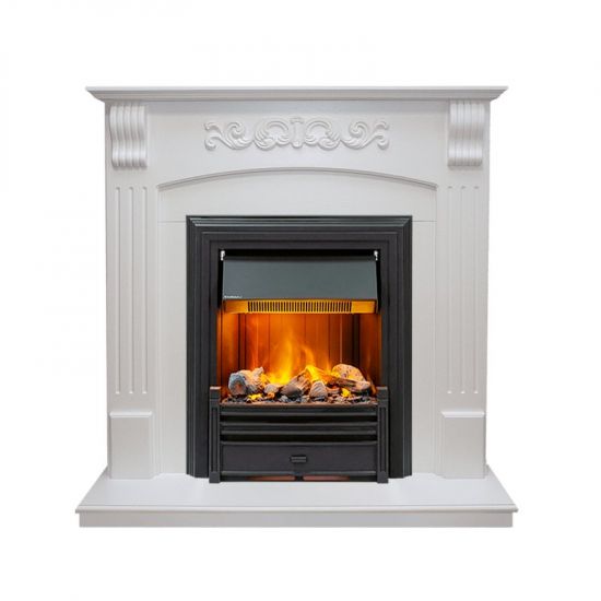 Каминокомплект Sorrento угловой - Белый дуб с очагом Brookline Black,25951k25721