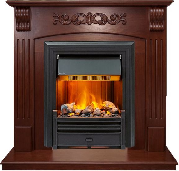 Каминокомплект Sorrento угловой - Орех с очагом Brookline Black,25950k25721