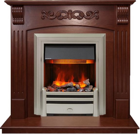 Каминокомплект Sorrento угловой - Орех с очагом Chesford,25950k25726