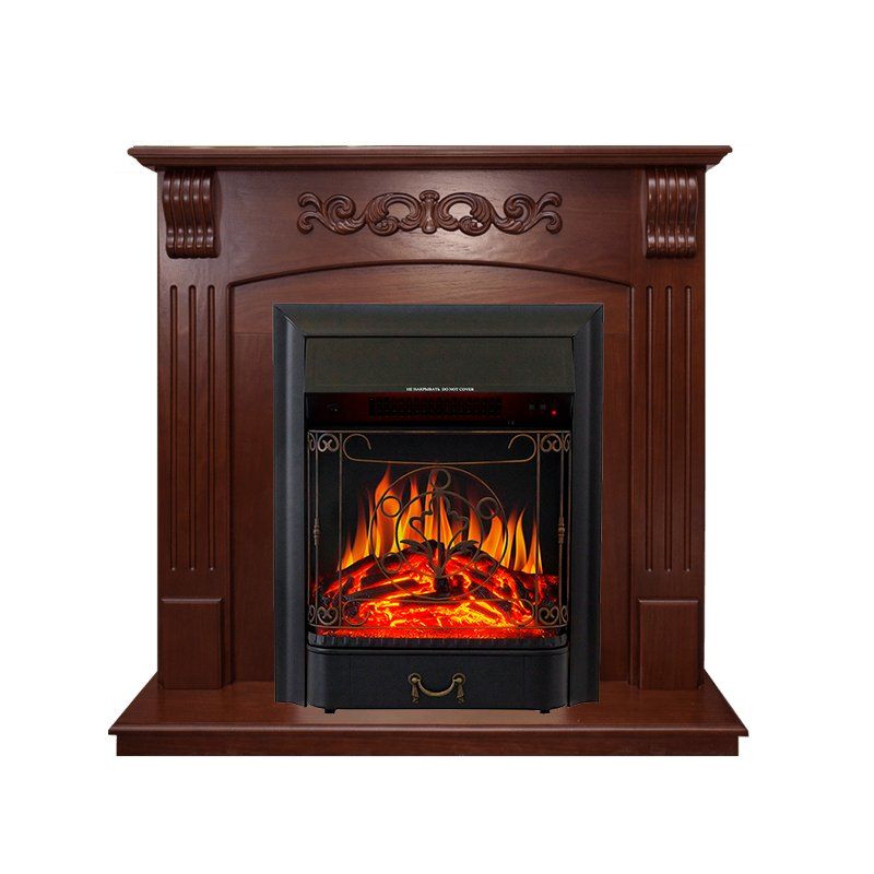 Каминокомплект Sorrento угловой - Орех с очагом Majestic FX Black,27091k26923