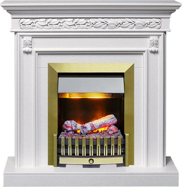 Каминокомплект Valletta - Белый (Ширина 1040 мм) с очагом Danville Antique Brass FB2,28881k25724