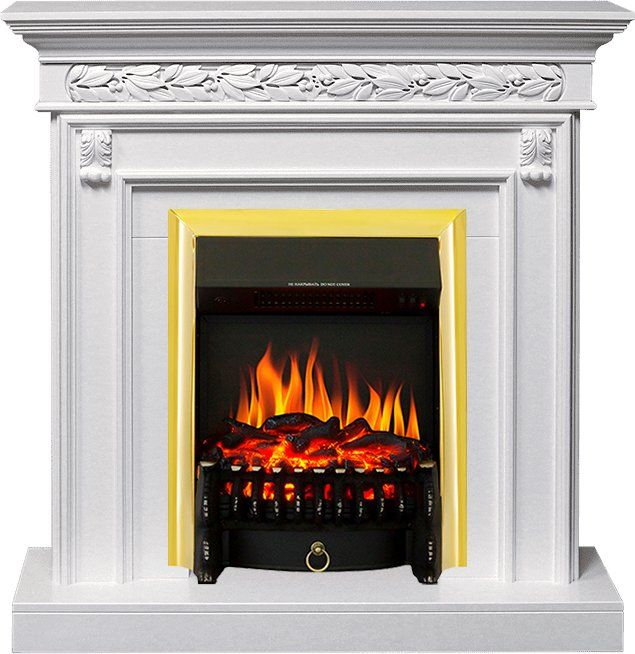 Каминокомплект Valletta - Белый (Ширина 1040 мм) с очагом Fobos FX Brass,28879k26920