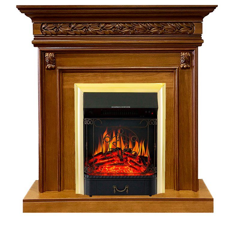 Каминокомплект Valletta - Орех с очагом Majestic FX Brass,28026k26924