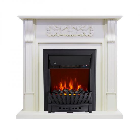 Каминокомплект Venice - Фактурный белый с очагом Aspen Black,27236k26915
