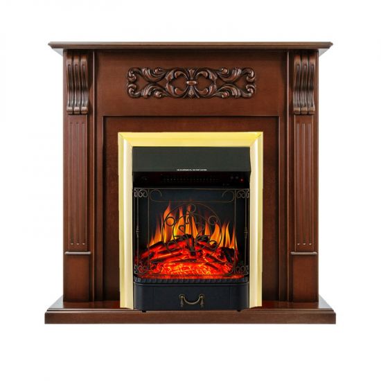 Каминокомплект Venice - Махагон коричневый антик с очагом Majestic FX Brass,27212k26924