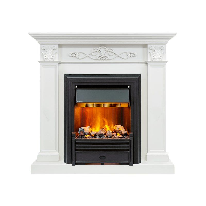 Каминокомплект Verona - Белый дуб с очагом Brookline Black,25898k25721