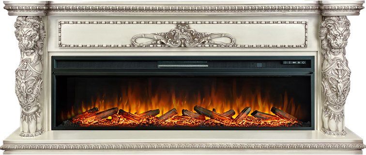 Каминокомплект Windsor 60 - Слоновая кость с темной патиной с очагом Vision 60 LOG LED,30200k37163