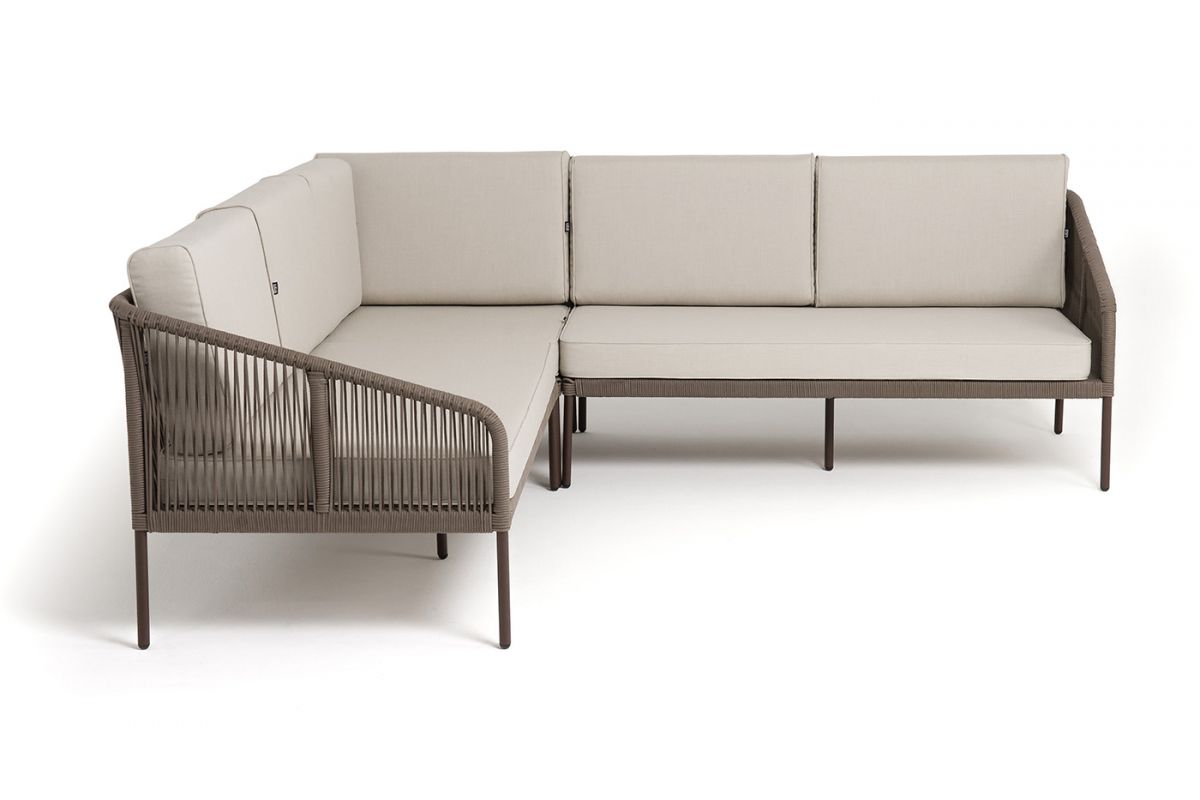 "Канны" диван модульный плетеный из роупа, каркас алюминий темно-серый (RAL7024), роуп темно-серый к