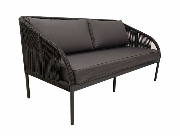 "Канны" диван плетеный из роупа (веревки) двухместный, каркас матовый цвета RAL7024