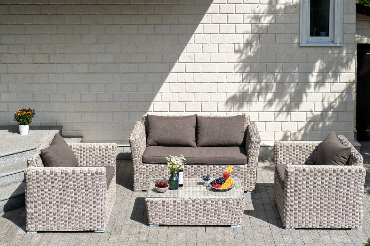 "Капучино сингл" лаунж-зона из искусственного ротанга, цвет бежевый