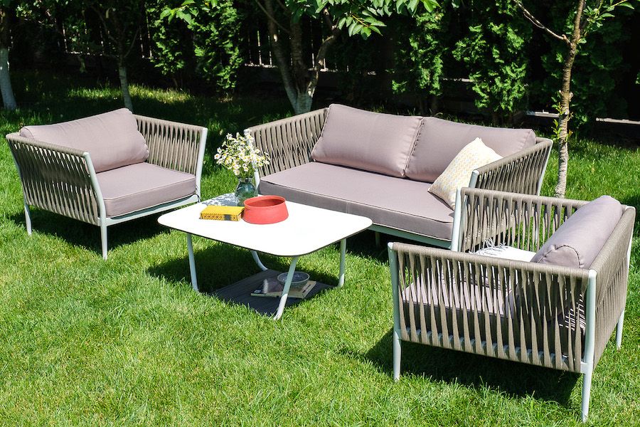 "Касабланка" лаунж-зона плетеная из роупа 4-местная, цвет серо-коричневый