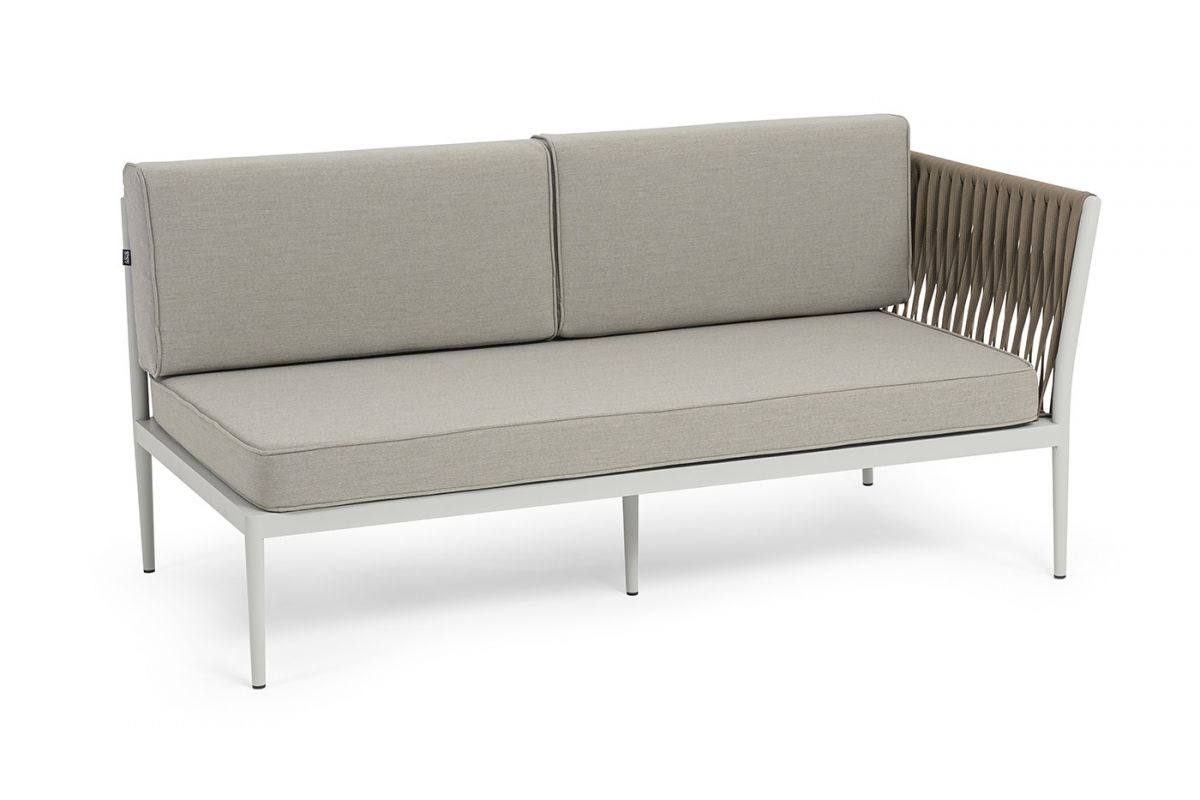 "Касабланка" левый модуль плетеный из роупа, каркас алюминий светло-серый (RAL7035) муар, роуп серо-