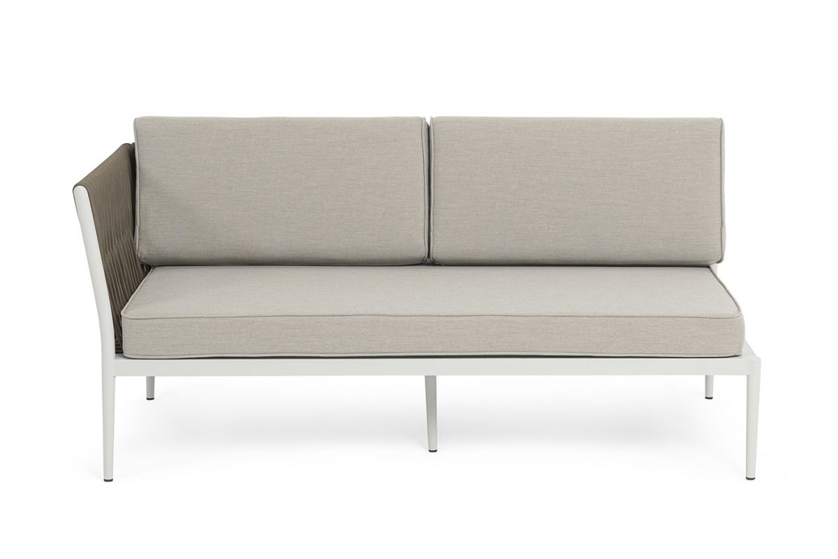 "Касабланка" правый модуль плетеный из роупа, каркас алюминий светло-серый (RAL7035) муар, роуп серо